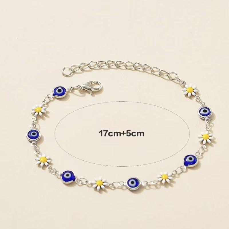 

Daisy Eye Drip Oil Flower Bracelet Anklet - European & American Fashion Jewelry for Women