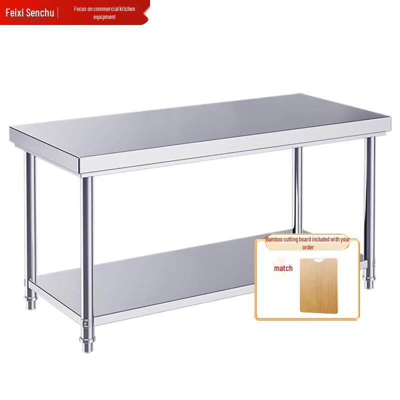 XISENCHU Double-Layer 304 Stainless Steel Commercial Work Table