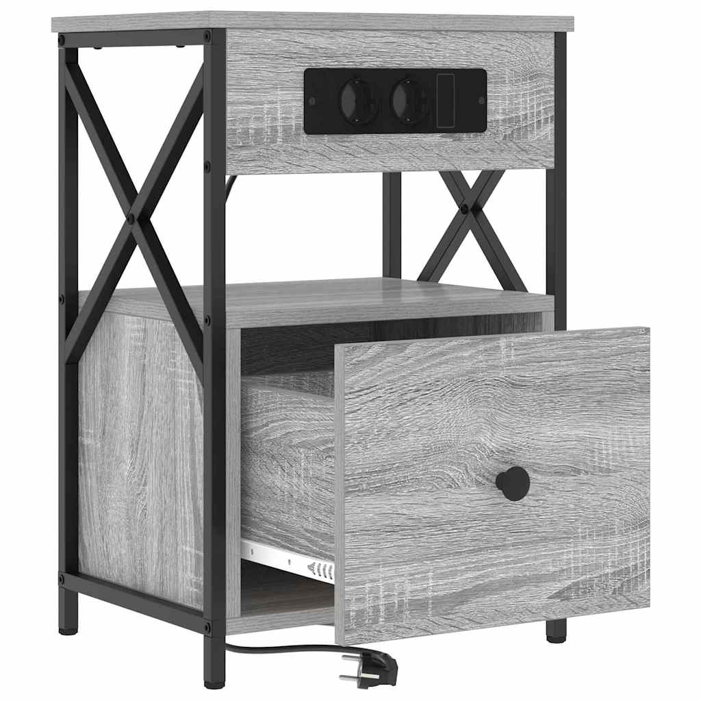 Nightstand Set of 2 Grey Sonoma 40 x 31 x 60 cm Engineered Wood