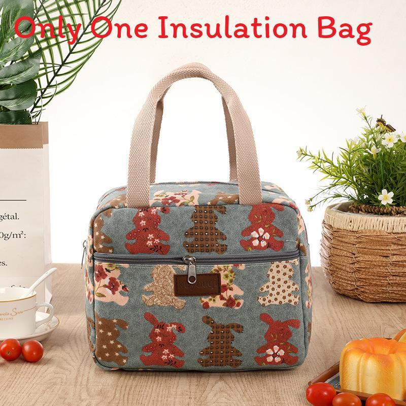 Canvas Lunch Bag For Office Workers With Thickened Handle And Style For Daily Use