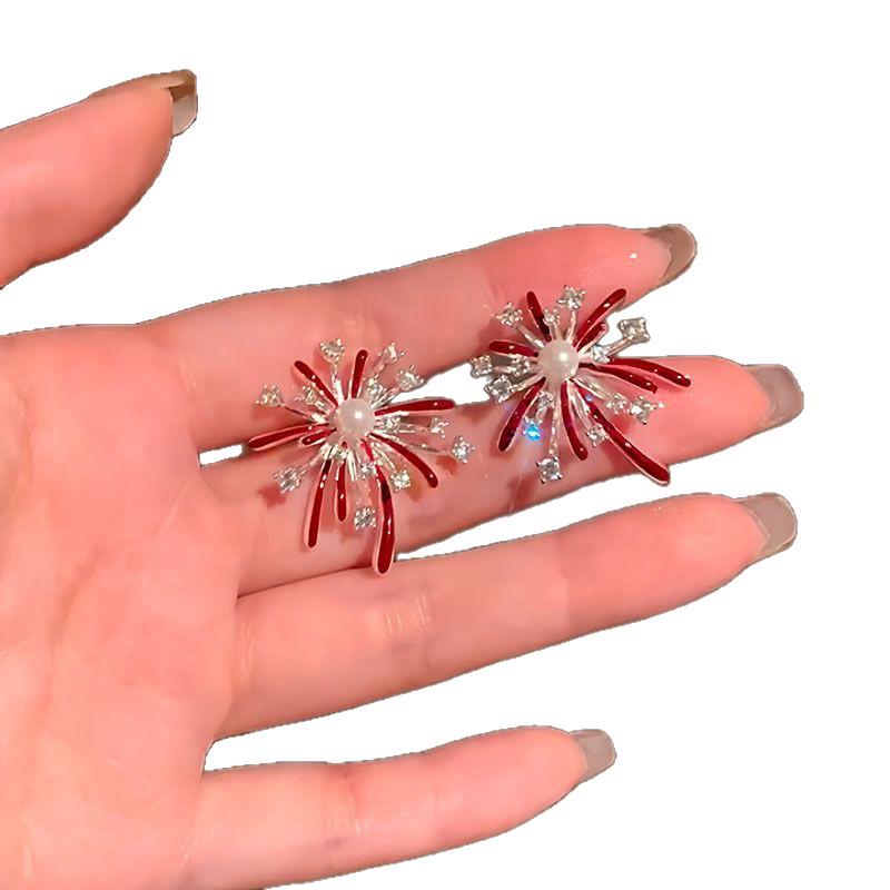 Elegant High-End Firework Stud Earrings: Niche Fashion Design for Women