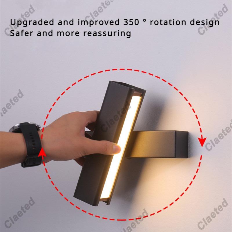 Modern LED Wall Light 350° Rotatable Wall Lamp for Bedroom Living Room Indoor Wall Sconces Lighting Fixture