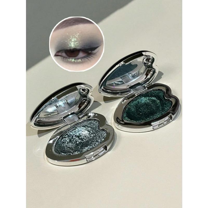 Metallic Glitter Heart Single-Color Eyeshadow Palette, Waterproof Sweat-Proof For Music Stage Performances, Halloween Parties Eye Shadow Palette