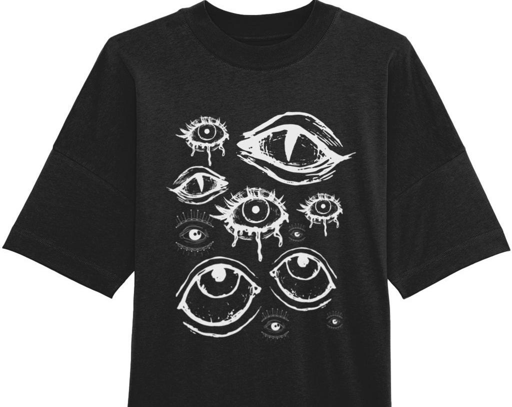 Oversized Drop Shoulder Grunge Clothing Eyes Shirt, Alt Clothing, Harajuku Clothes, Alternative Shirts, Pastel Goth Clothing, Alt Goblincore