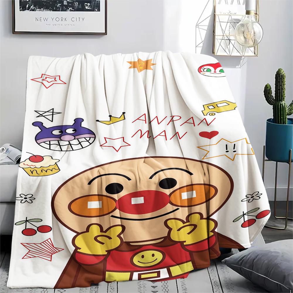 1PC Anpanman Print Flannel Blanket, High quality All Seasons, Home Decor, Warmth and Comfort, Perfect for Christmas Gifts