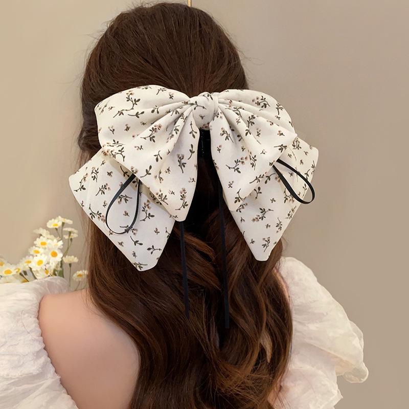 Elegant Retro Satin Bow Hair Clip for Women - Perfect for Low Ponytails and Head Ornaments