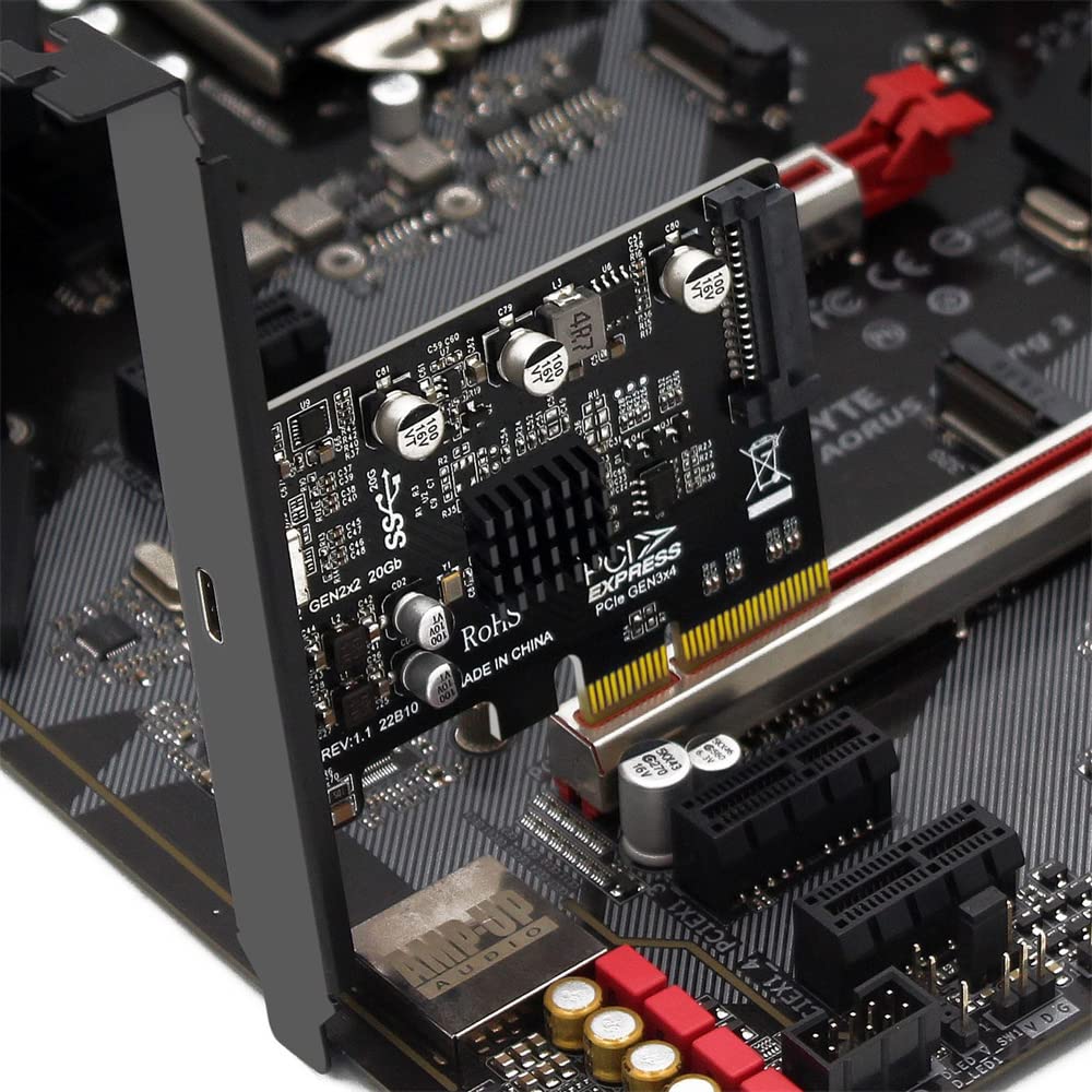 NFHK USB 3.2 Gen2 Type-C 20Gbps USB-C to PCI-E 4X Express Card Adapter for Desktop Motherboards
