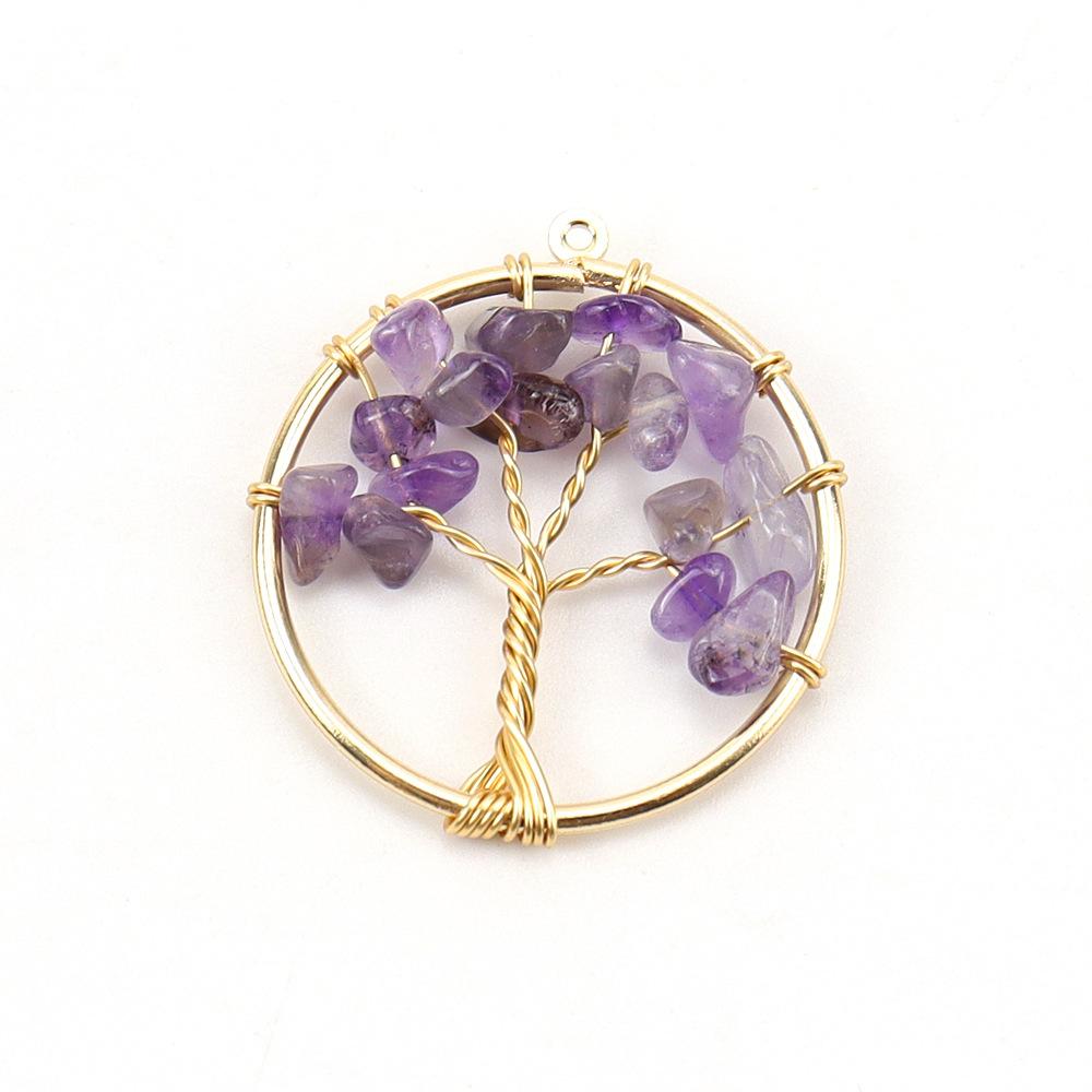3Cm Tree Of Life Pendant Natural Crystal Gravel Fortune Tree Necklace Accessories N114