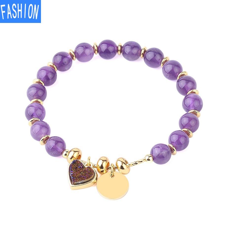 

Натуральный хрустальный бутон, хрустальный кластер, подвеска «Любовь», натуральный кварцевый жемчуг, браслеты для женщин Amethyst