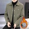 Men's Short Woolen Lapel Coat - Warm Autumn/Winter Casual Jacket with Plus Velvet