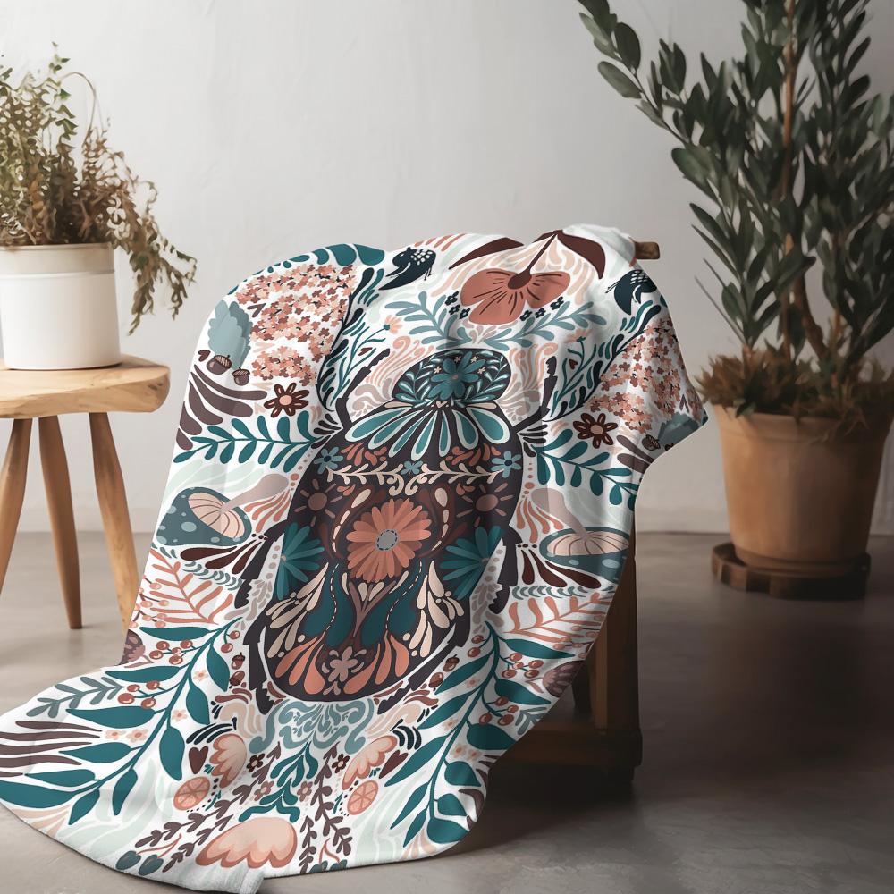 Boho Floral Print Blanket Throw Soft Fleece Bed Blanket Decorative Throw Blanket for Sofa Couch Living Room Bedroom