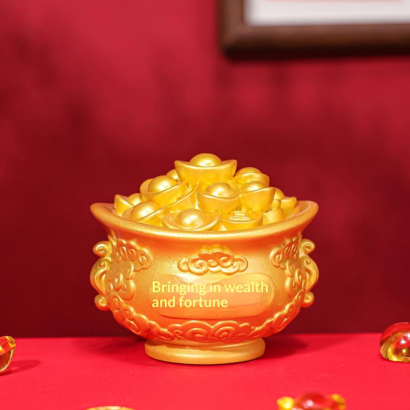 Distinctive Treasure Basin Statue, Prosperity Centerpiece for Office and Home Artistic Decoration