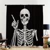 2PCS Digital Printed Curtains, Gothic Bat Pattern, Holiday Halloween Style Rod Pocket Drapes for Bedroom Living Room Decor
