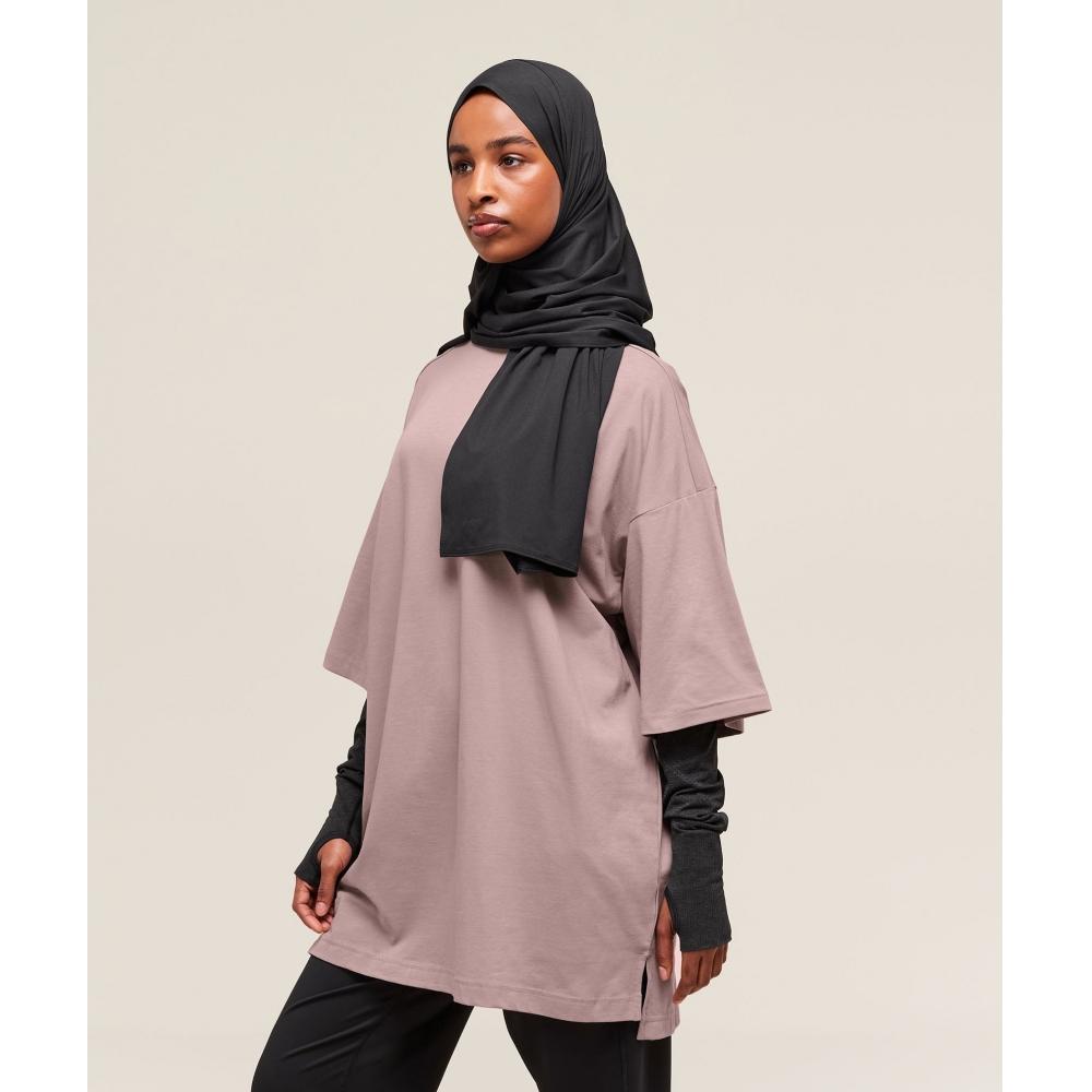 Gymshark Covered Longline CoTTon T shirT Washed Mauve B2c5n Pbrk