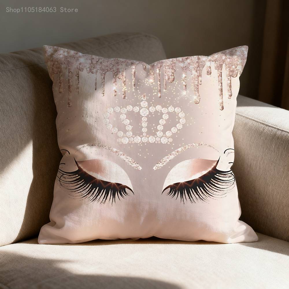 Beauty Makeup Eyelash Throw Pillow Case For 45x45cm 40x40cm 30x30cm 50x50cm 55x55cm Square Home Pillowcase Case