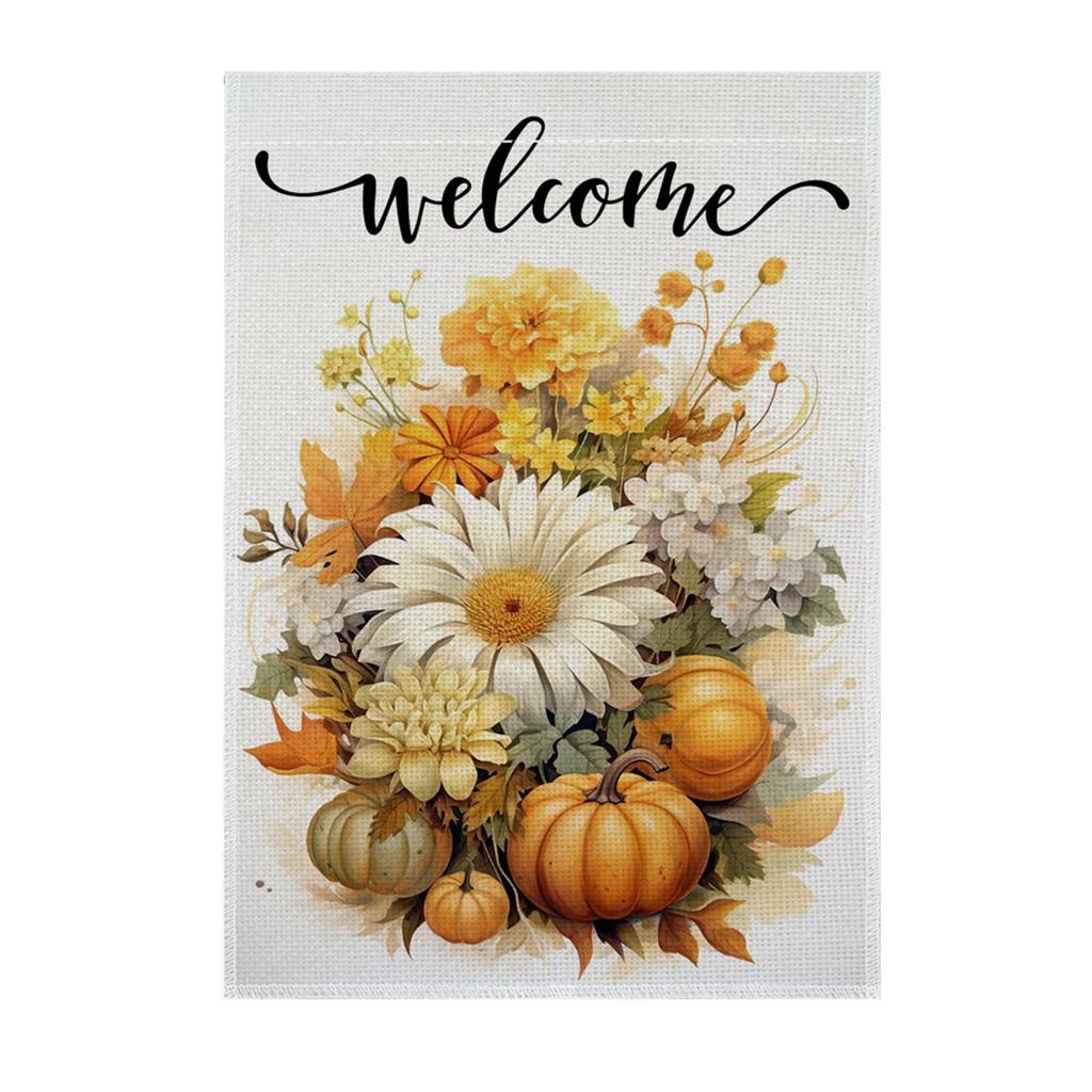 Autumn Garden Decorative Flag 45x30cm Fall Harvest Outdoor Yard Banner with Pumpkin and Leaf Wreath Design for Thanksgiving Seasonal Display