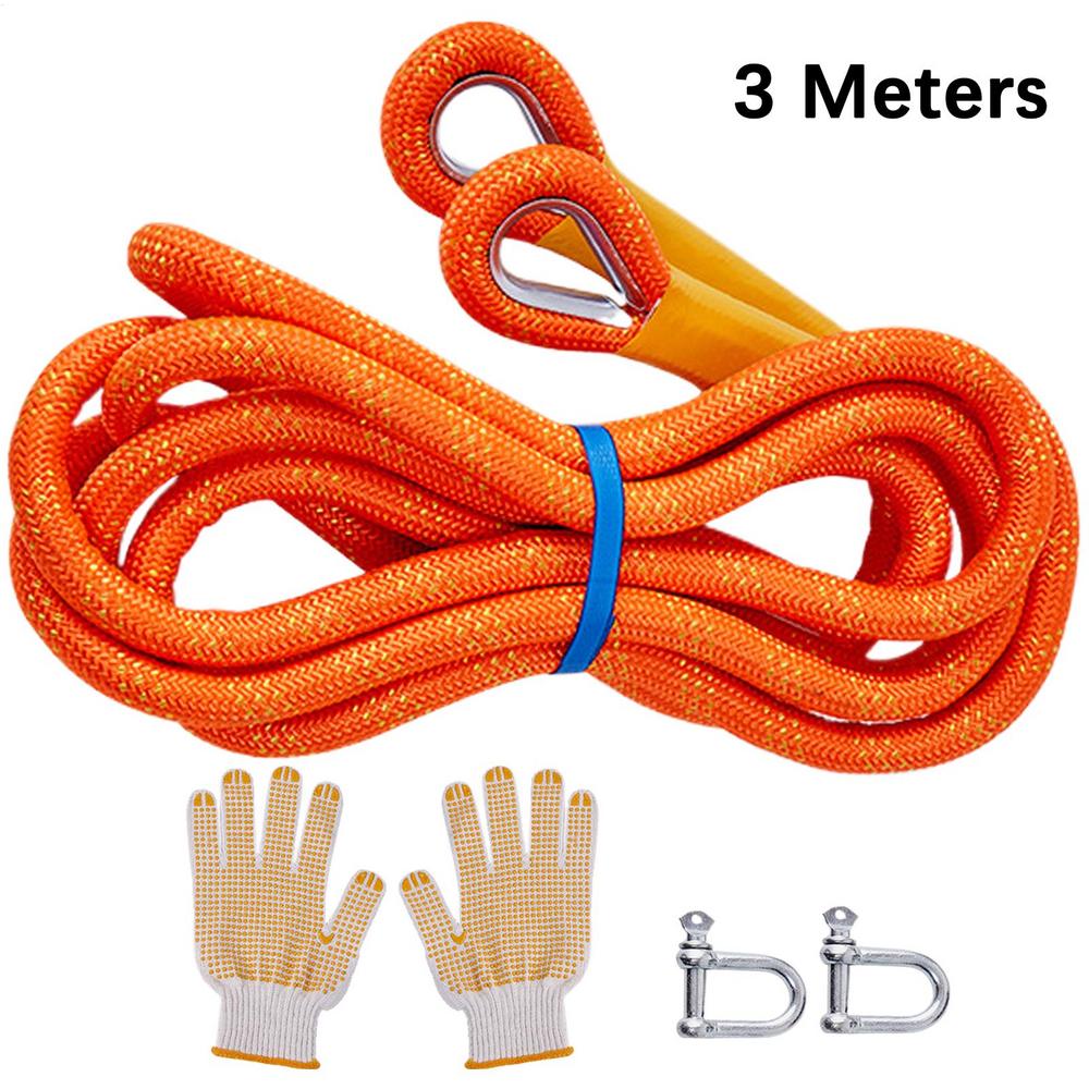 Car Emergency Rescue Rope Portable Recovery Tow Strap Heavy Duty Outdoor Car Tow Strap SUV ATV Tow Strap with Protective Mittens
