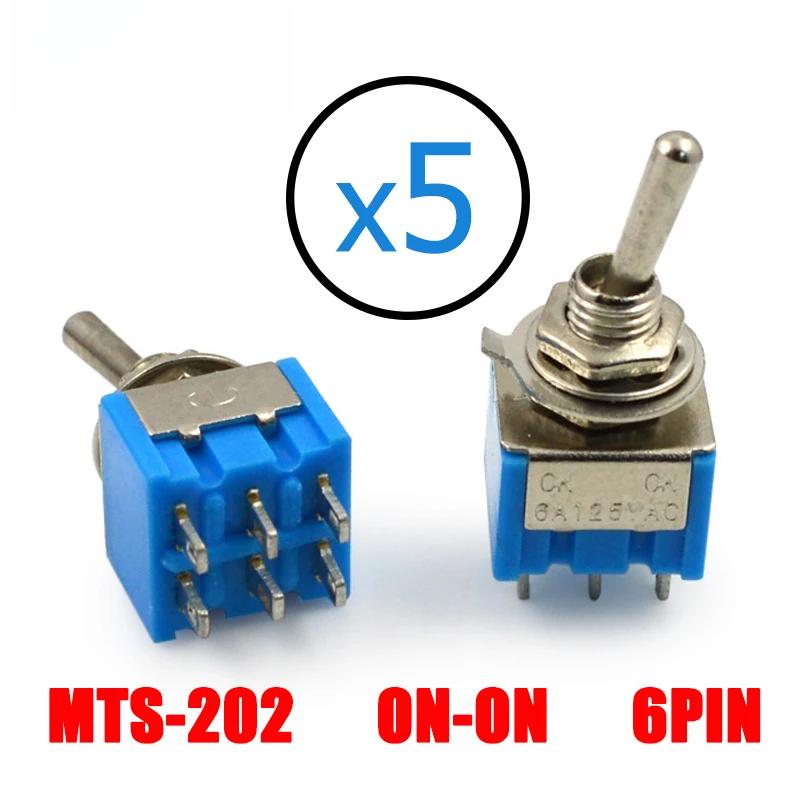 5Pcs 6mm Mini Toggle Switchs 2 Position 3 Position Latching Switch MTS-102/103/202/203 ON-ON SPST ON-OFF -ON SPDT