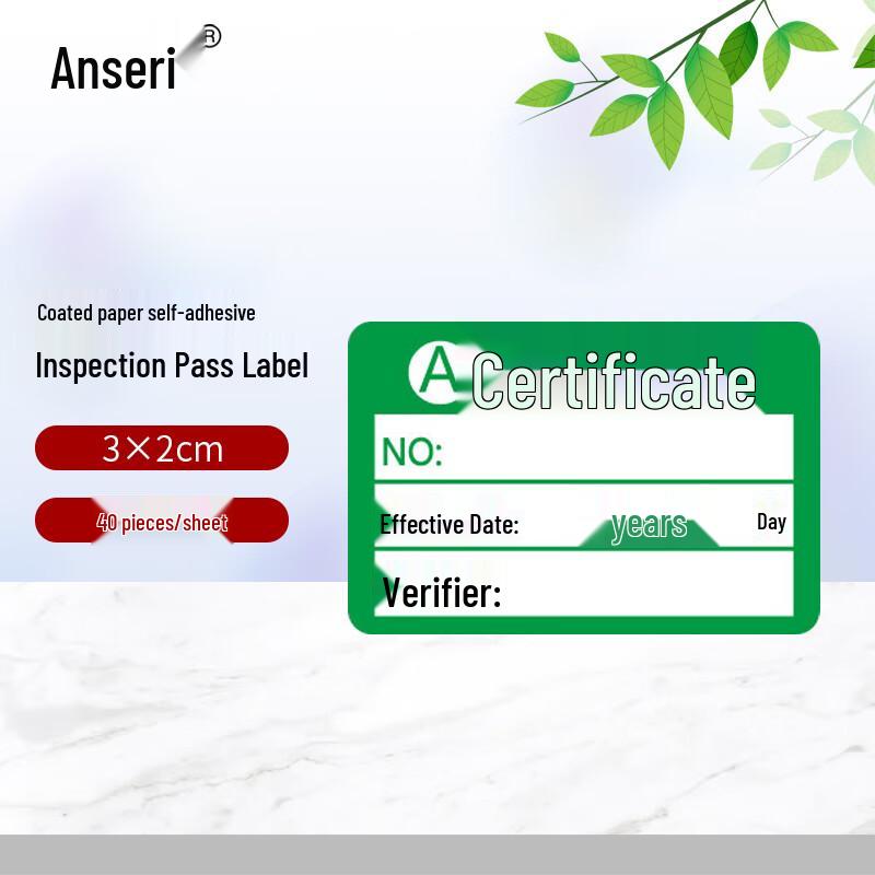 Self-Adhesive Quality Certificate Labels 30x20mm