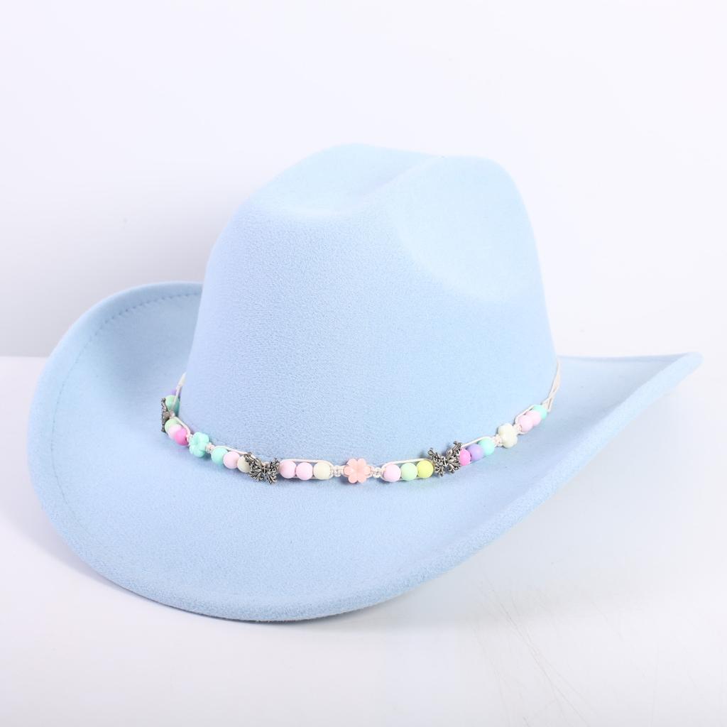 Popular European and American Fashion OL Style One-word Cowboy Hat Men's and Women's High-end Top Hat Jazz Hat Felt Hat