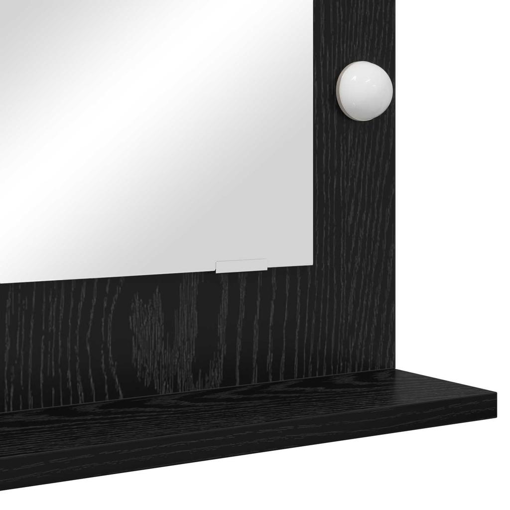 Black Oak Effect Washbasin Mirror 70 x 50 x 18 cm