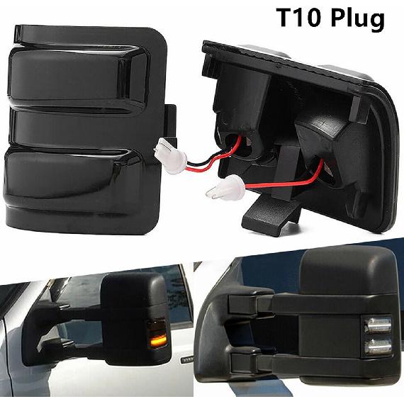 Yankok LED Side Mirror Marker Lights for Ford F150 2013-2014, F250 F350 F450 F550 Super Duty 2008-2016 Pickup Truck T10 Plug Smoked Lens White and