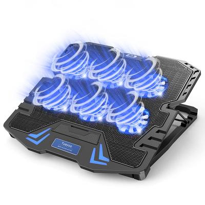 Predstavujeme nový výkonný chladiaci chladiaci stojan na notebook so 6 chladiacimi ventilátormi, 5 úrovňami nastaviteľného objemu vzduchu, nastaviteľný chladič notebooku