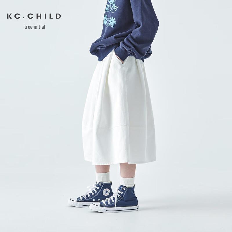 Девочковая белая джинсовая юбка-трапеция с пышными складками KeChu 120 cm