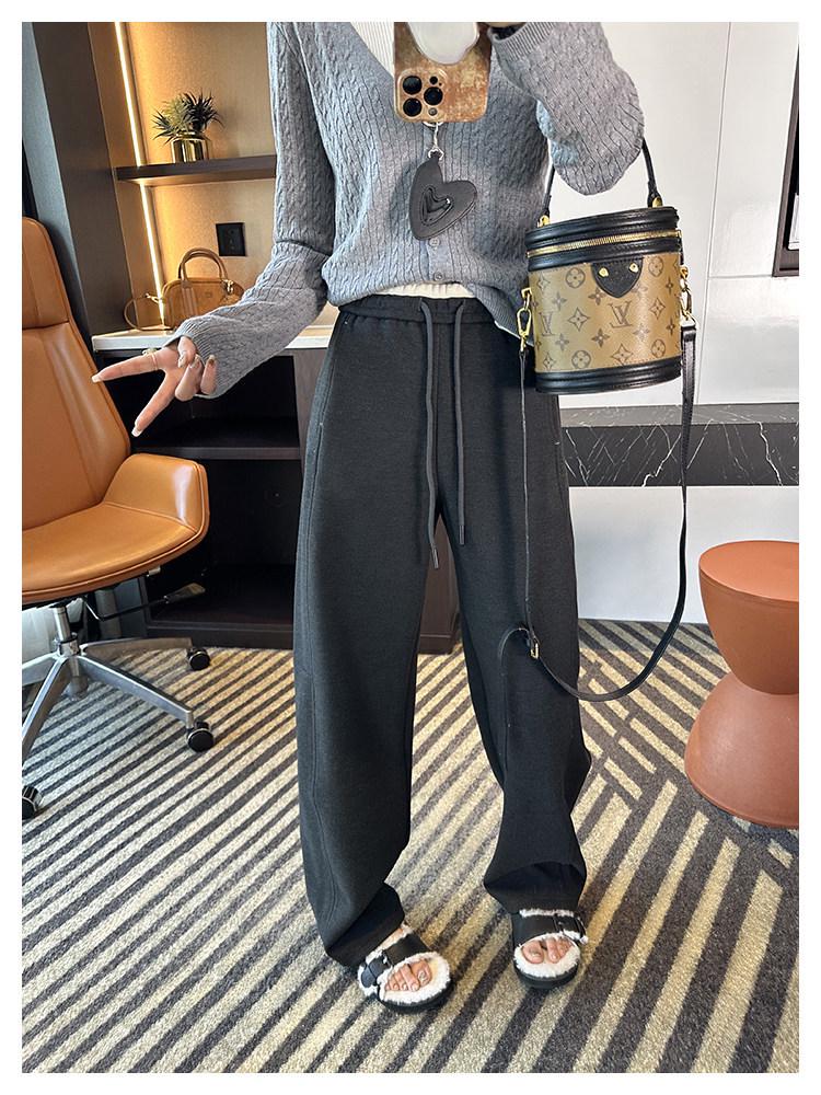 Super Soft Thickened Velvet Tencel Wool Wide-Leg Pants for Women - New Loose Fit for Autumn and Winter