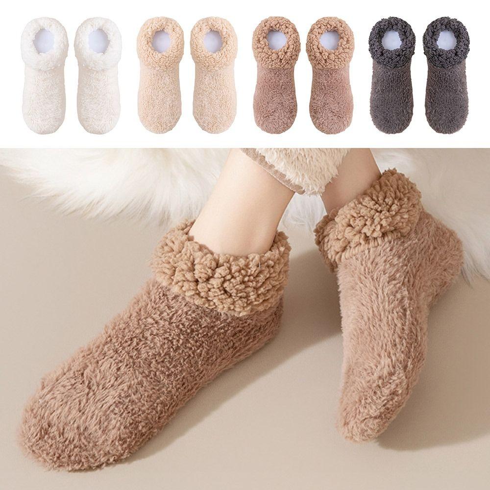 Fleece Lining Winter Socks Anti-slip Indoor Floor Shoes Cute Sleep Floor Socks  Autumn Winter