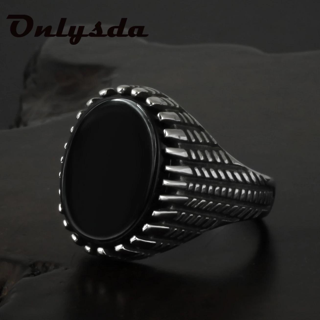 

Onlysda Fashion Flower Band Oval Natural Man Ring with Stone for Women Vintage Look Antique Silver Color Men Jewelry Party Gifts 7