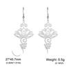 Simple Titanium Steel Earrings With Hollow Lotus Pendant For Women