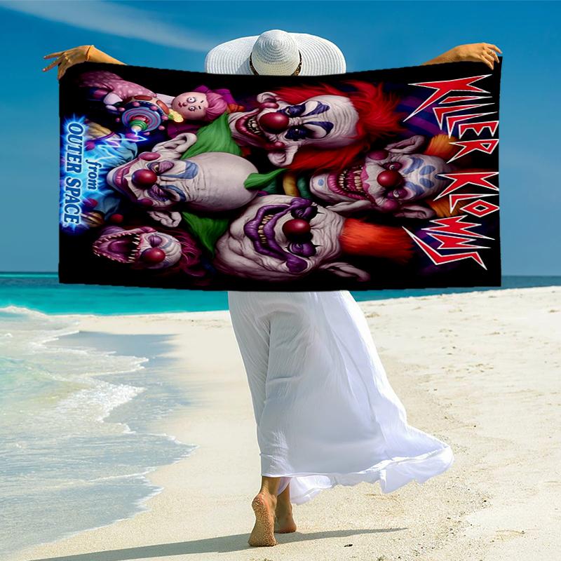 Horror Clown Circus Fashion Beach Towel: Ideal for Summer Adventures Soft, absorbent and quick drying suitable for swimming and bathing