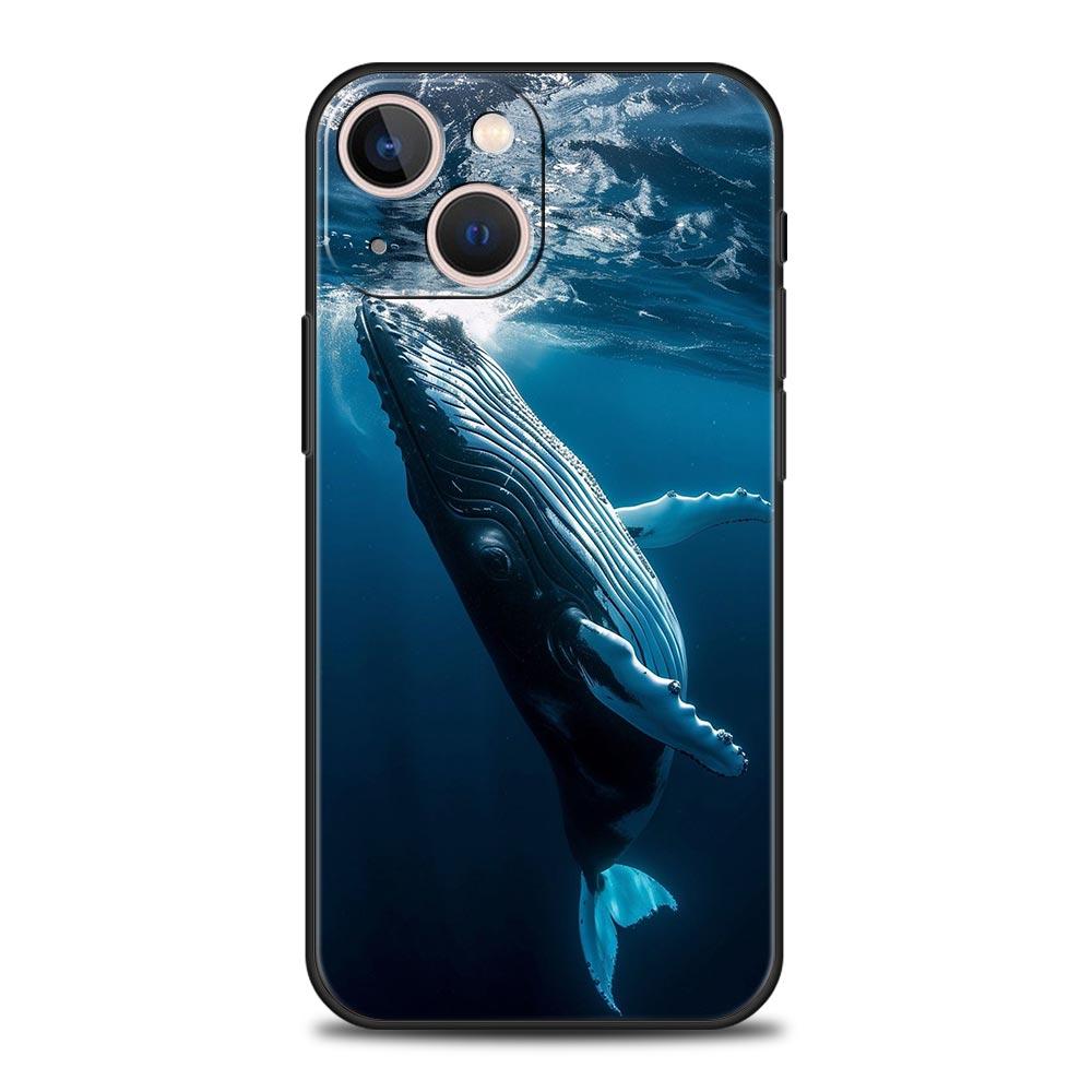 Oceanny Rekin Wielorybi Pływający Luksusowe Etui na Telefon Dla iPhone 16 13 15 14 12 11 Pro MAX XR X SE XS 7 8 Plus Miękki TPU Odporny na Wstrząsy Pokrowiec