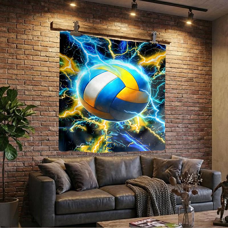 Flaming Football In Action Printed Tapestry, Wall Hanging,Livingroom, dormitory, Large Wall Decor, Fabric Decor Fan Birthday Gifts