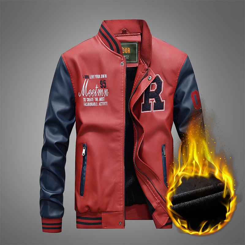 Men's PU Leather Jacket Autumn and Winter New Men's Stand-up Collar Loose Casual Large Size Autumn Men's Coat