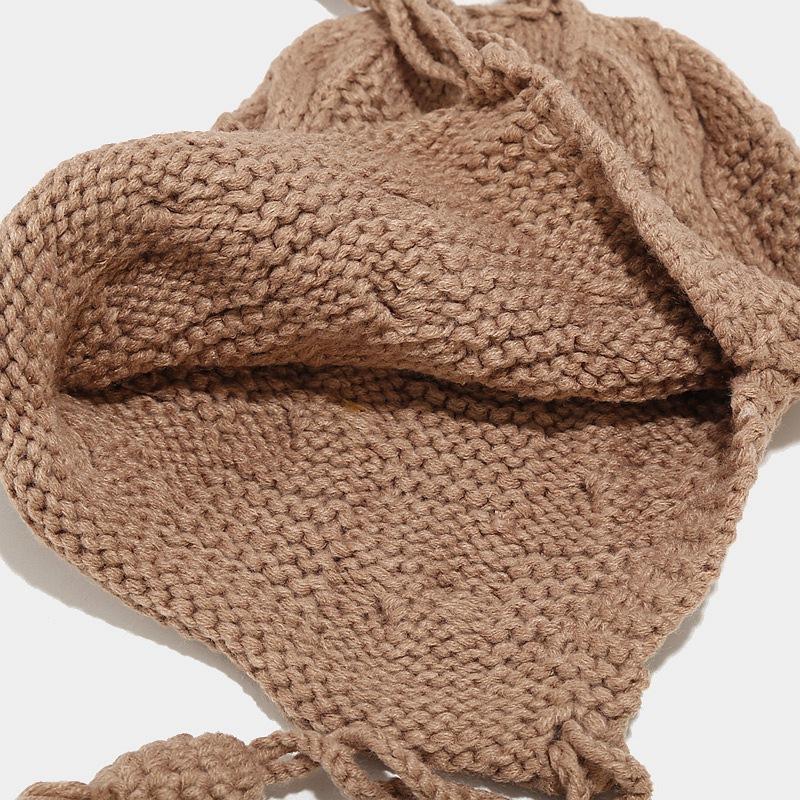 Japanese Flat Knitted Earflap Knit Cap Cute Student Style Winter Beanie Hat Common Travel