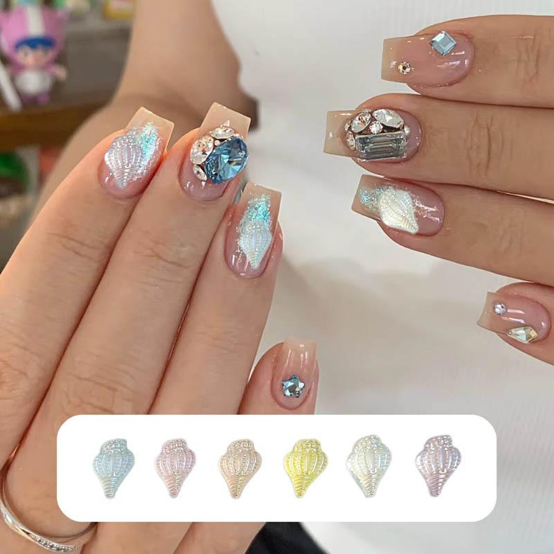 New Aurora Nail Art Accessories Tiny Conch 3D Small Ice Transparent Nail Decorations Mixed Rhinestones Phone Accessories