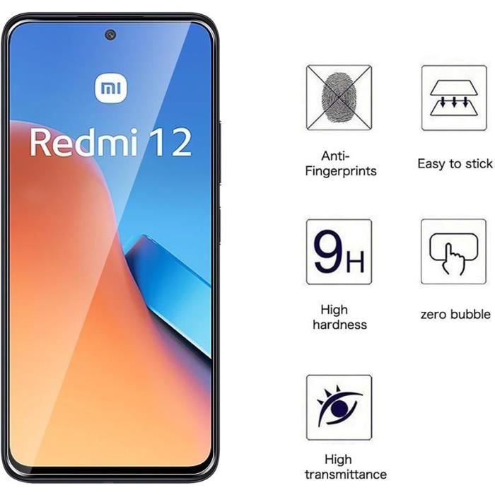 [3 pièces] Verre Trempé pour Xiaomi Redmi 12 5G -4G, Protection d'Ecran Transparent 9H Antichoc (pas pour Redmi Note 12)