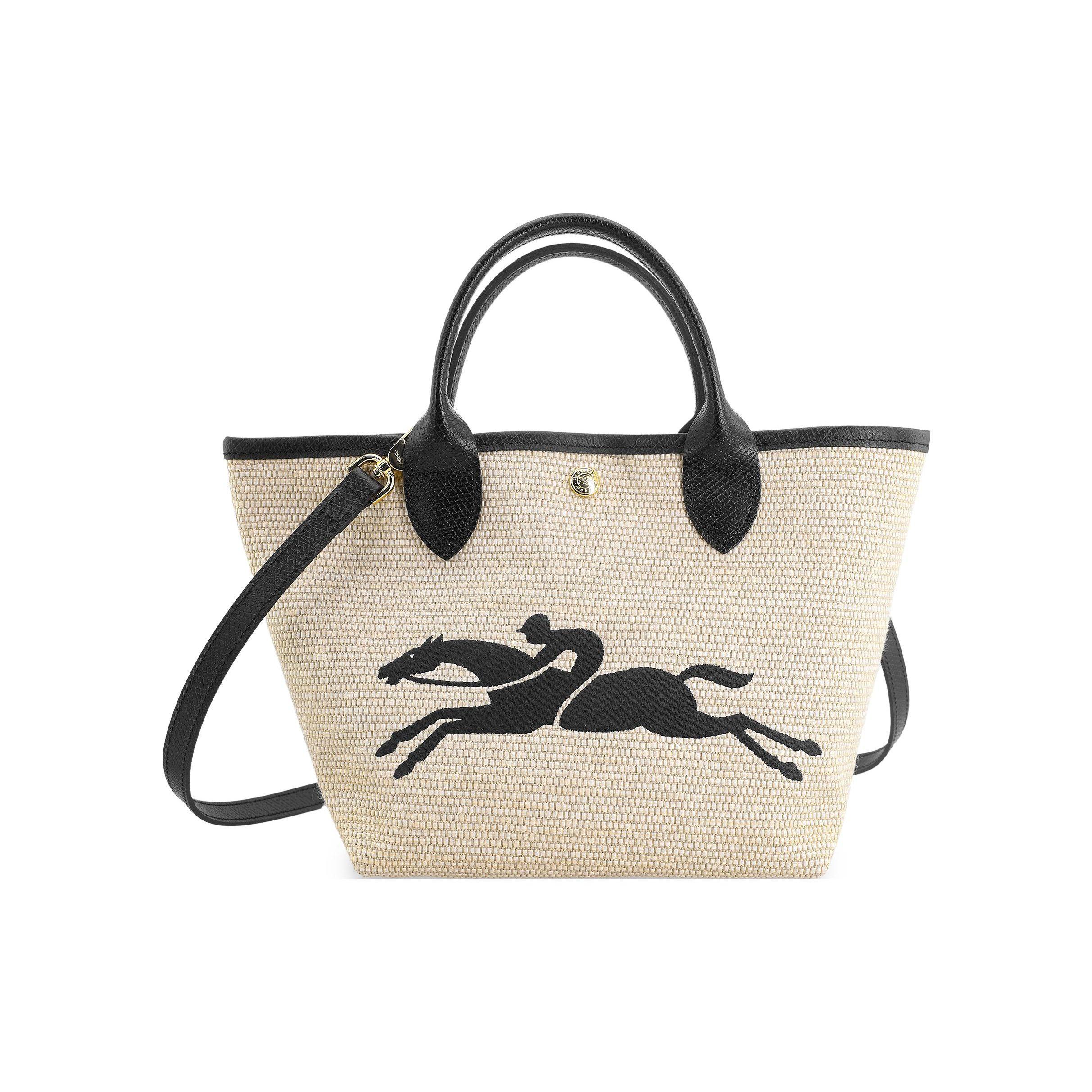 

Longchamp Le Panier Pliage 21 Straw Embroidered Button Closure Canvas Basket Bag Women bags Black 10144HZB001 Basic Set (Bag)