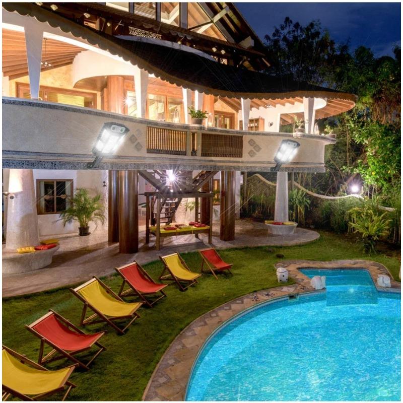 LED Solar Street Light Outdoor Waterproof Motion Sensor Remote Control Lights 3 Mode Courtyard Porch Decorative Wall Lamp