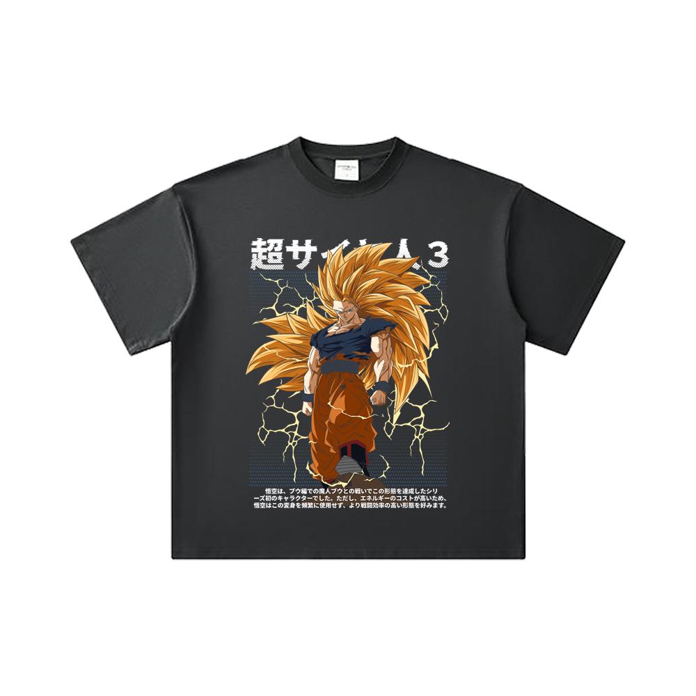 260 GSM Double Yarn 32 Count 100% Cotton Dragon Ball V59 Goku SSJ3 Print Unisex Heavy Cotton T Shirt