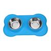 Pet Bowl Double Stainless Steel Food and Water Dog Bowls Non-Skid Silicone Mat Feeder for Feeding Dogs Cats Puppies 1Pcs