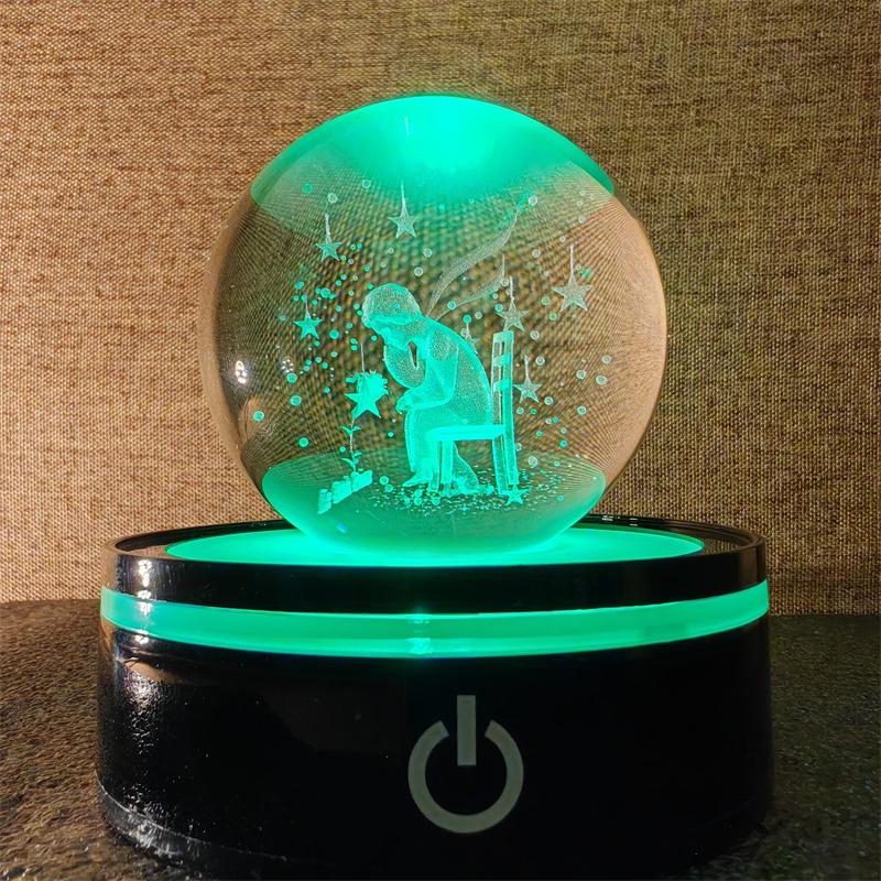 Solar System 3d kristallkula Kristallklot Laser snidad kristallkula med kulstativ Dekorativa planetsfärer Galaxy Födelsedagspresentprydnader