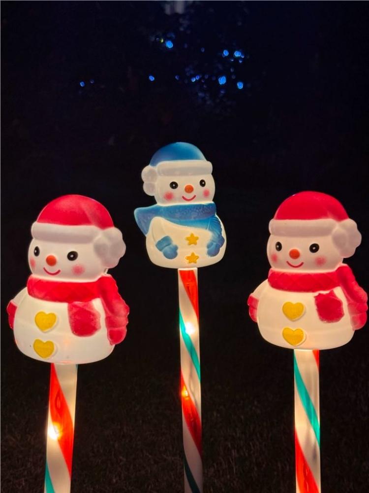 Xiaomi Solar Christmas Snowman Candy Lights 1 in 5 Outdoor Garden Stake Lights Warm White 8 Modes Yard Lawn Path Holiday Decorations