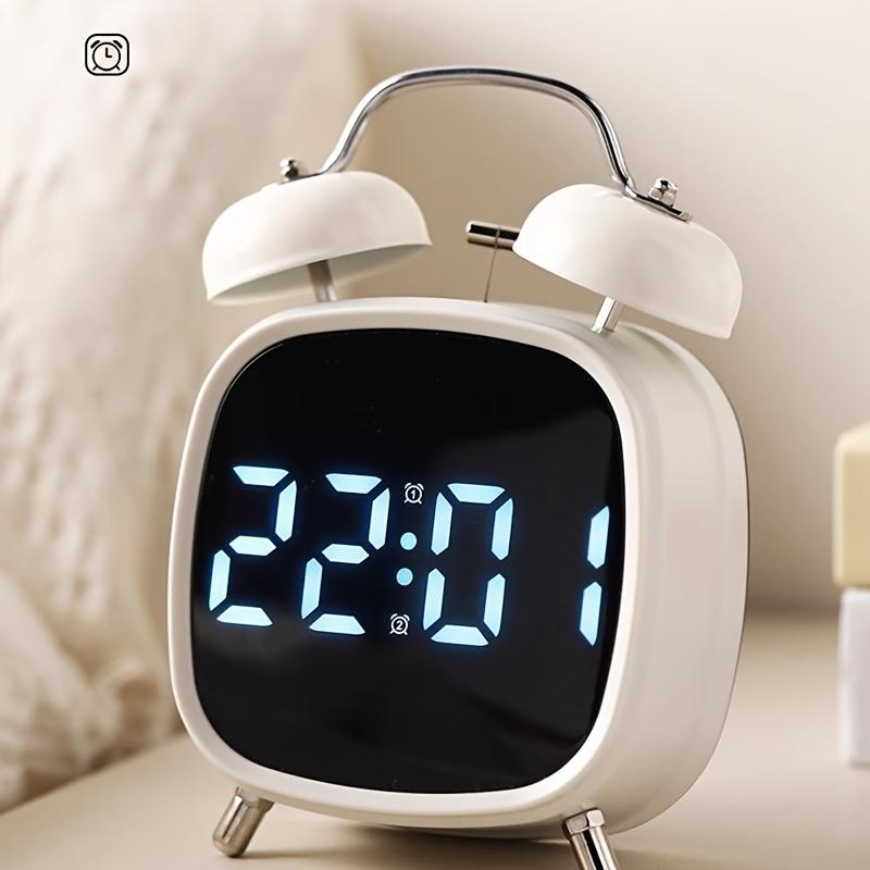 

Voice Control Digital Alarm Clock Double Bell Super Loud for Heavy Sleeper Night Mode 12/24H Night Anti-disturb Table LED Clock