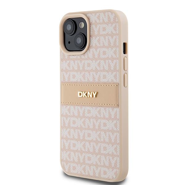 Dkny Dkhcp15Mprthslp Iphone 15 Plus /14 Plus 6.7 Różowy/Pink Hardcase Leather Mono Stripe & Metal Logo