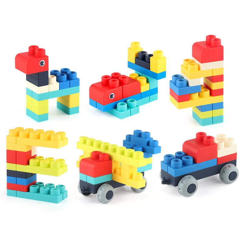A Variety Of Diy Large Particles Assembled Soft Rubber Building Block Boy Gifts Baby Science And Education Educational Toys