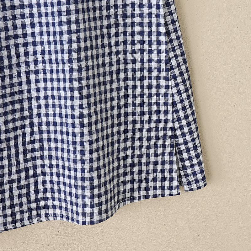 ZANZEA Women Summer Plaid Print Casual Round Neck Side Slit Sleeveless Long Tank Tops