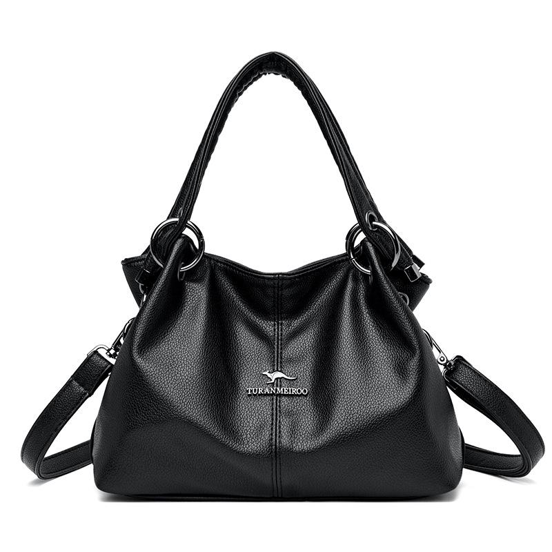 Bag Women's High-end Women's Handbag Luxury Soft Leather Women's Shoulder Bag Retro Solid Color Large-capacity Mother Bag